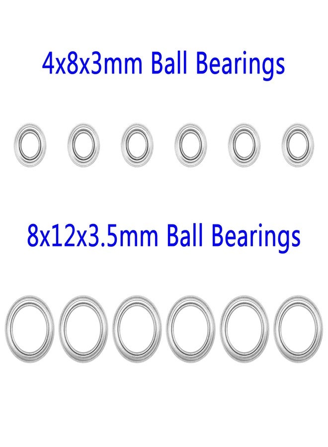 Share Goo 12PCS ShareGoo Ball Bearing Set 4x8x3mm 8x12x3.5mm Compatible with WLtoys 1/18 A949 A959 A969 A979 A959-B A969-B RC Car Upgrade Parts - Image 2